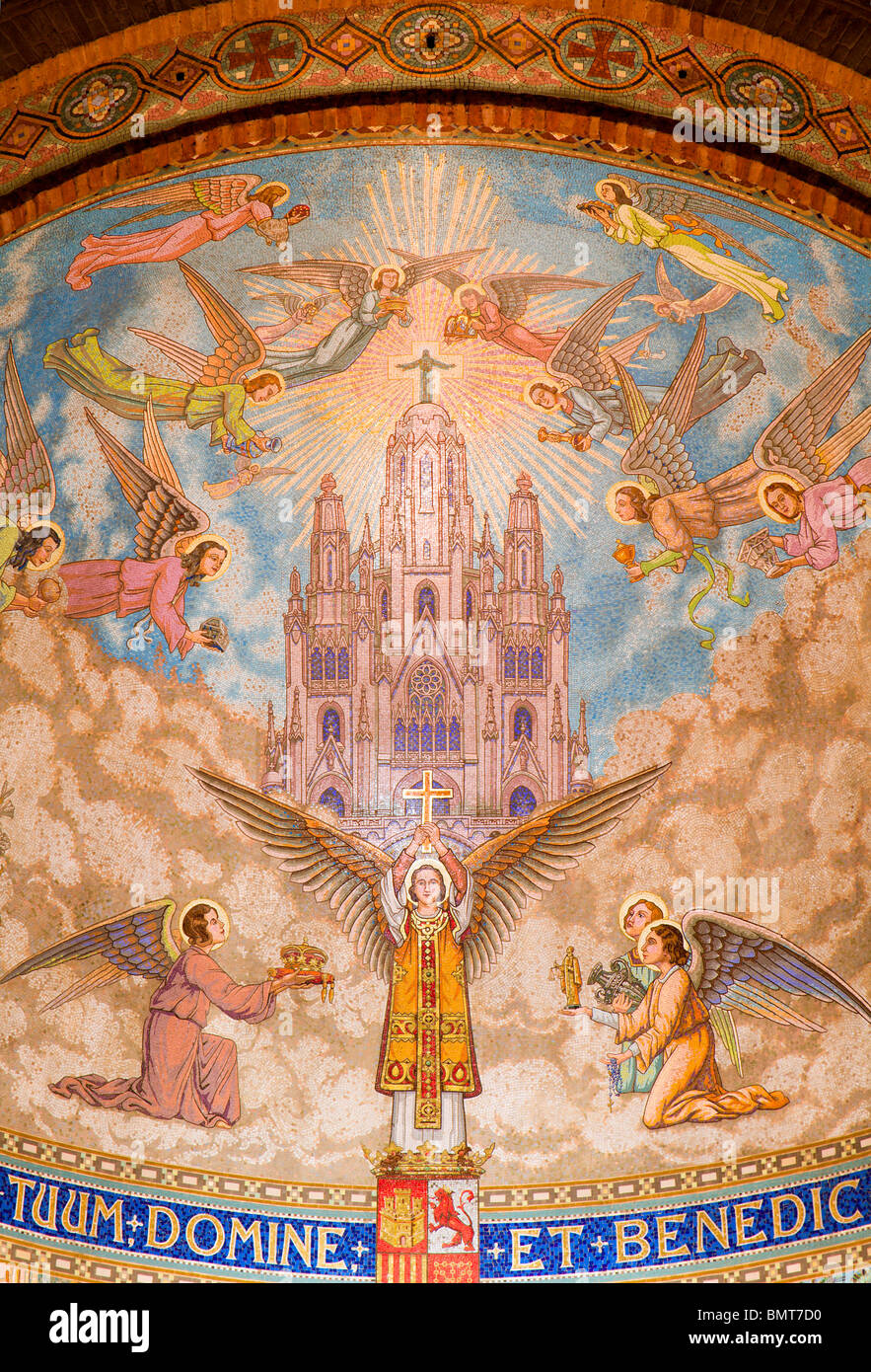 Barcelona - mosaic for church Sagrad cor de Jesus Stock Photo