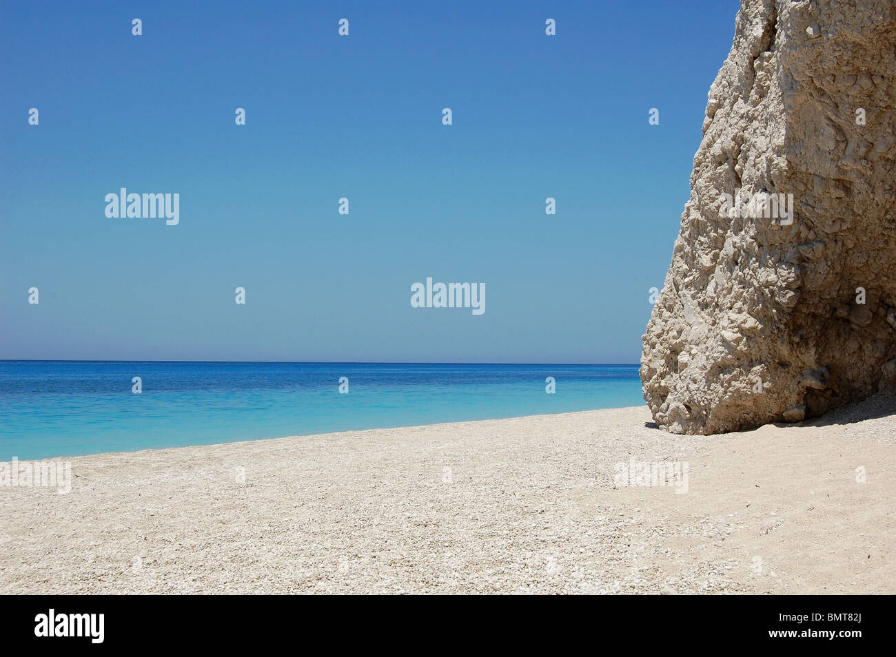 Beautiful beach with the rock, beach Egremni Lefkada, Greece Stock Photo