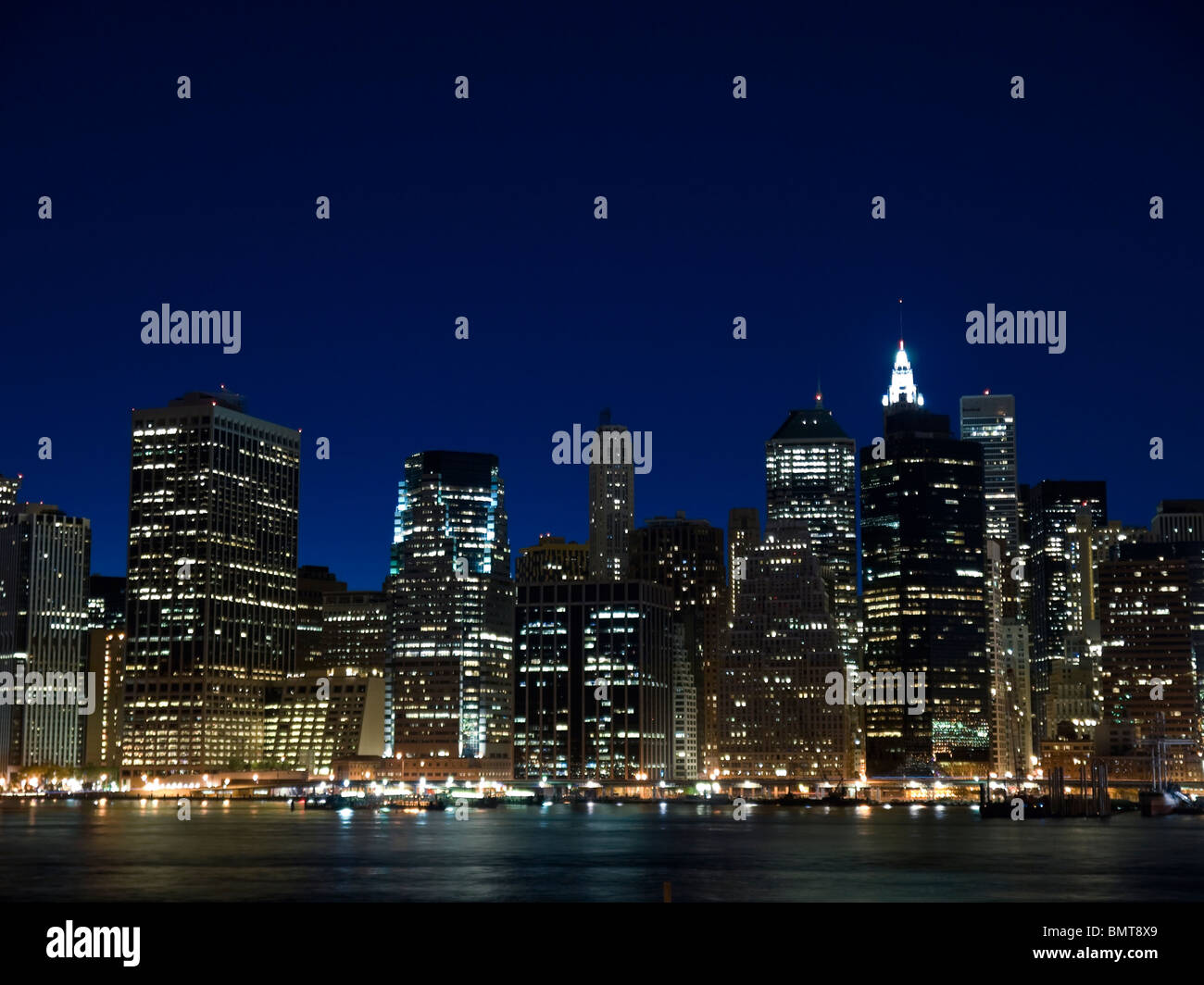 The New York skyline at twilight. View from Staten Island. Stock Photo