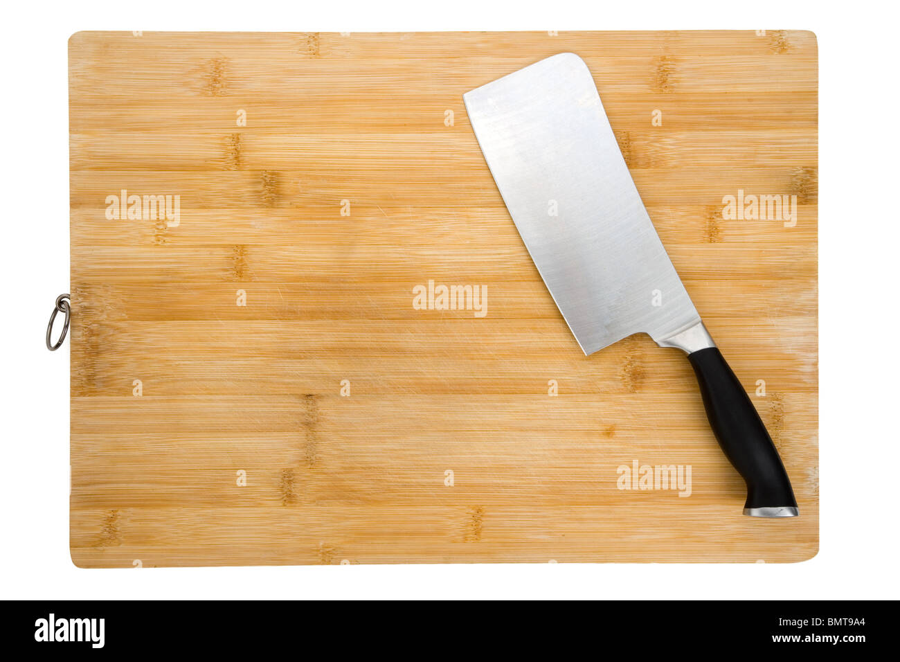 Cutting Board and Kitchen Knife close up Stock Photo