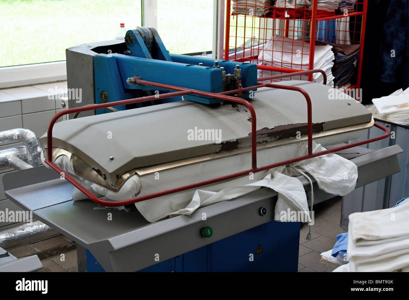 Automatic drying and ironing rolling press Stock Photo