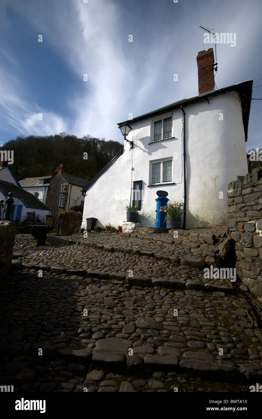 Clovelly Devon UK Cobbled Street Houses Stock Photo Alamy