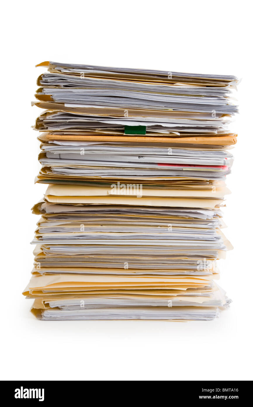 File Stack, file folder with white background Stock Photo