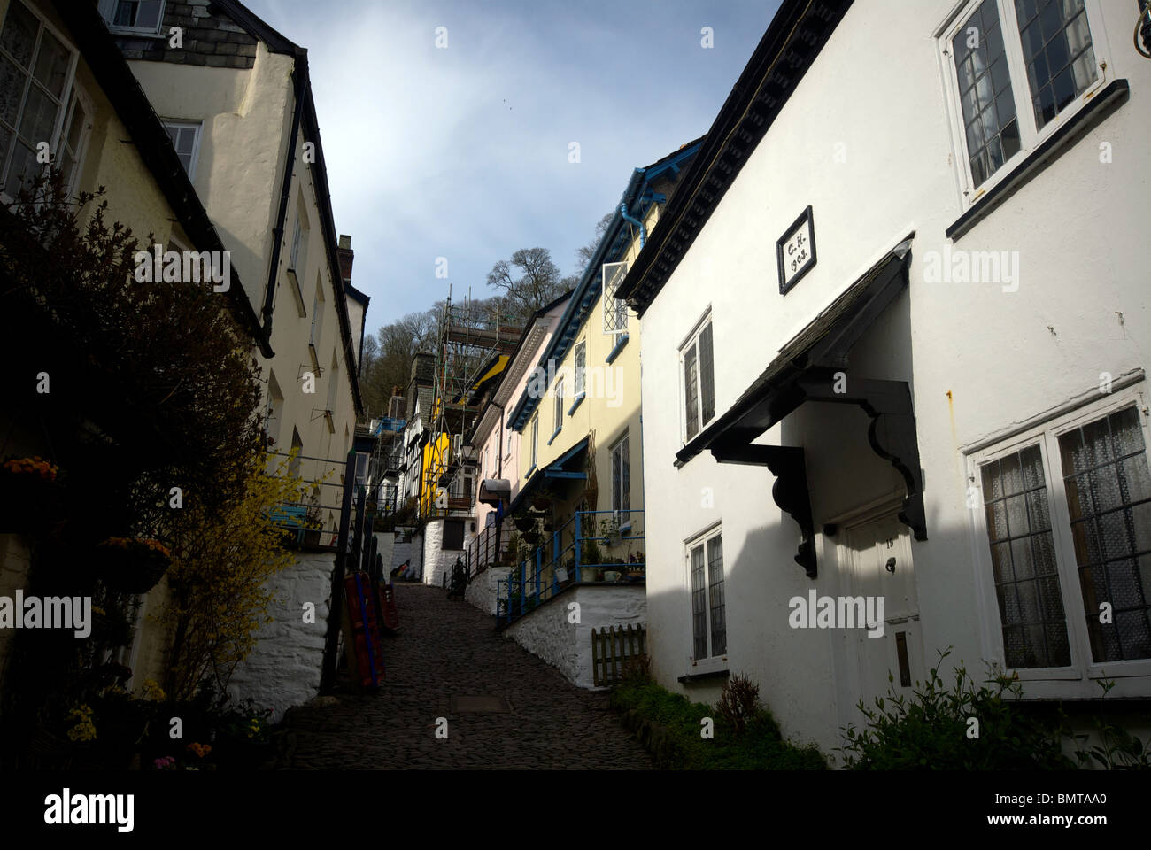 Clovelly Devon UK Cobbled Street Houses Stock Photo Alamy