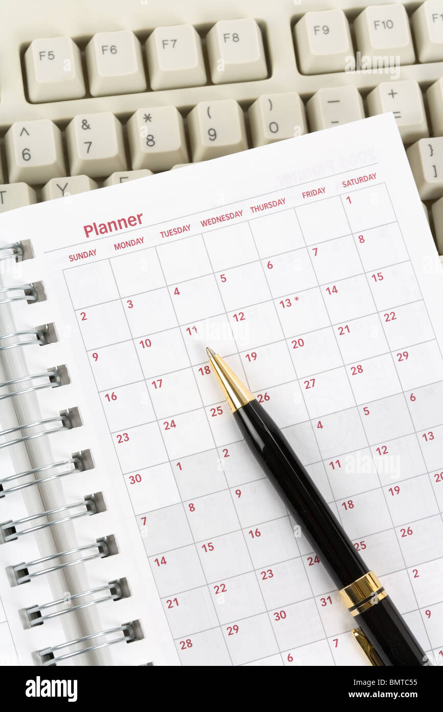 calendar and computer keyboard close up Stock Photo - Alamy