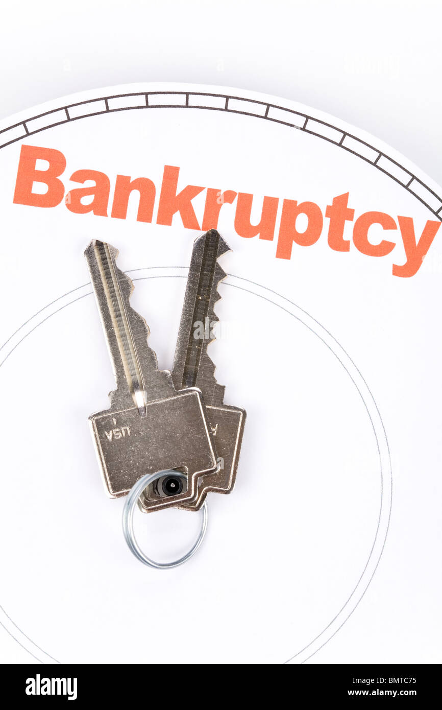 home key and bankruptcy, Real Estate Marketing Concept Stock Photo