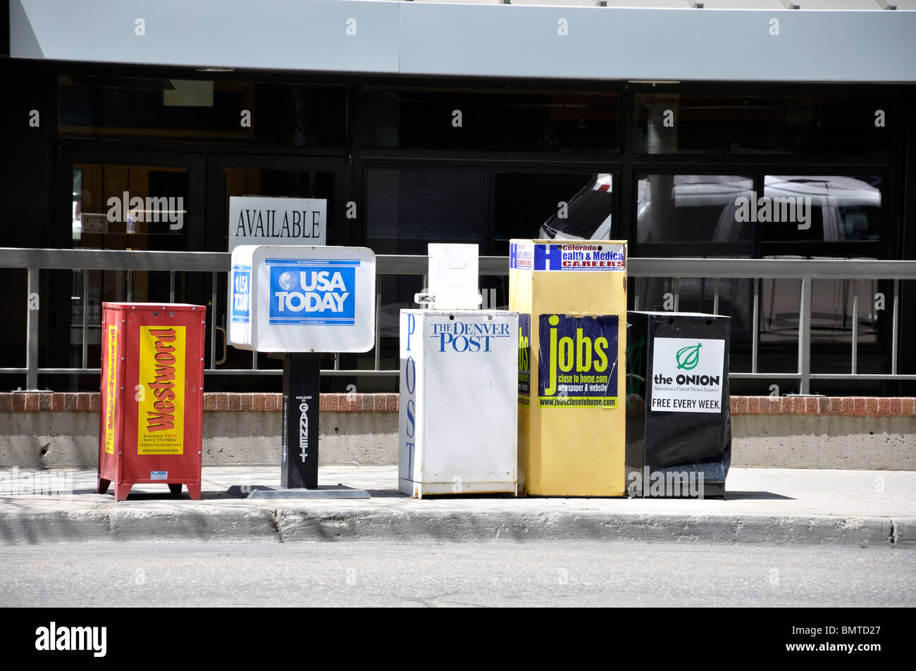 Newspaper distribution boxes, Denver, Colorado, USA Stock Photo Alamy