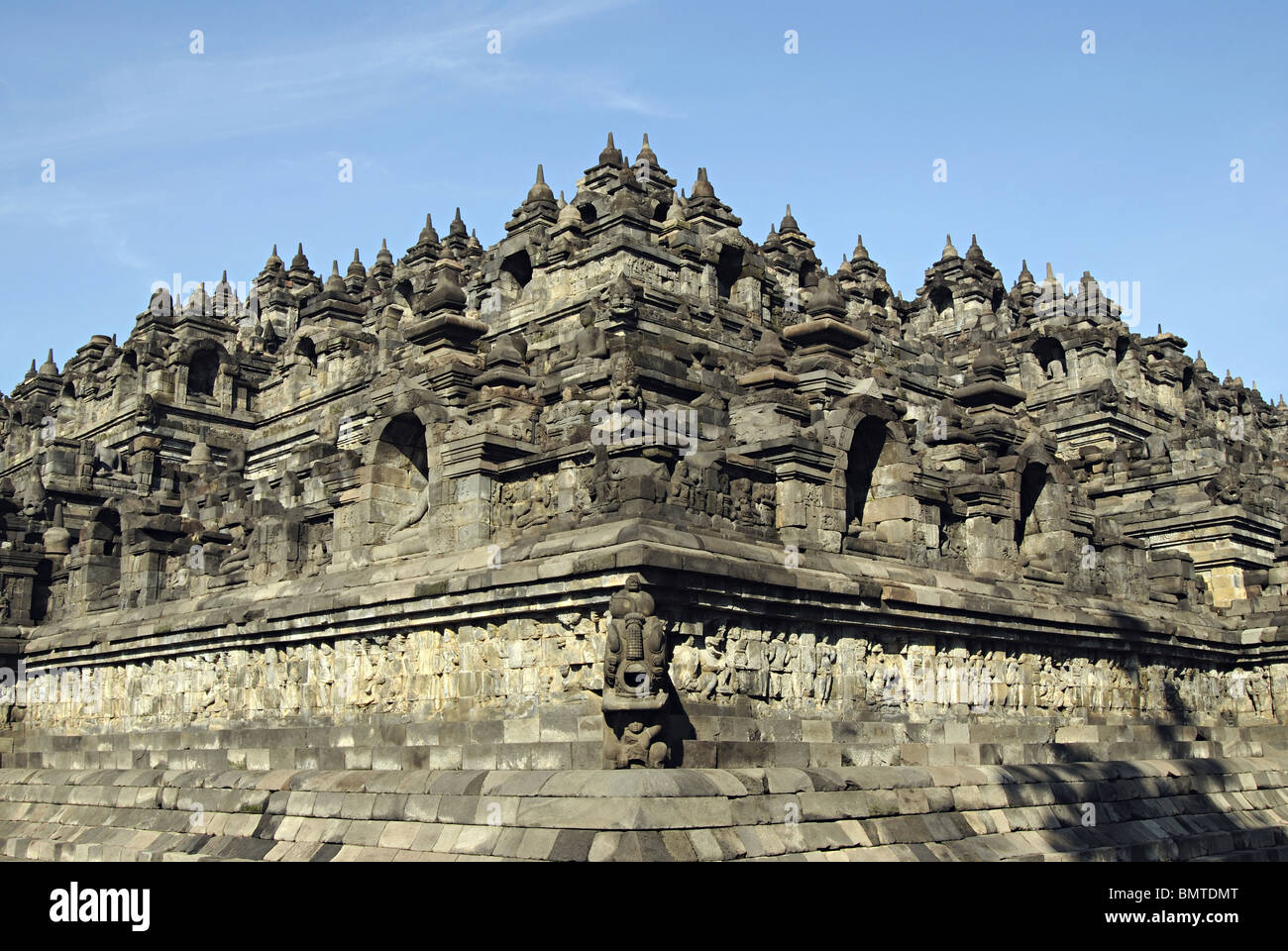 Indonesia-Java, Borobudur, General-View from South East. Stock Photo