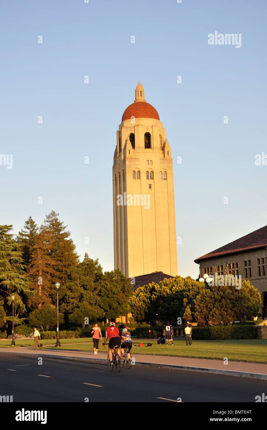 Hoover Tower at sunset, Stanford University, Palo Alto, California, USA Stock Photo