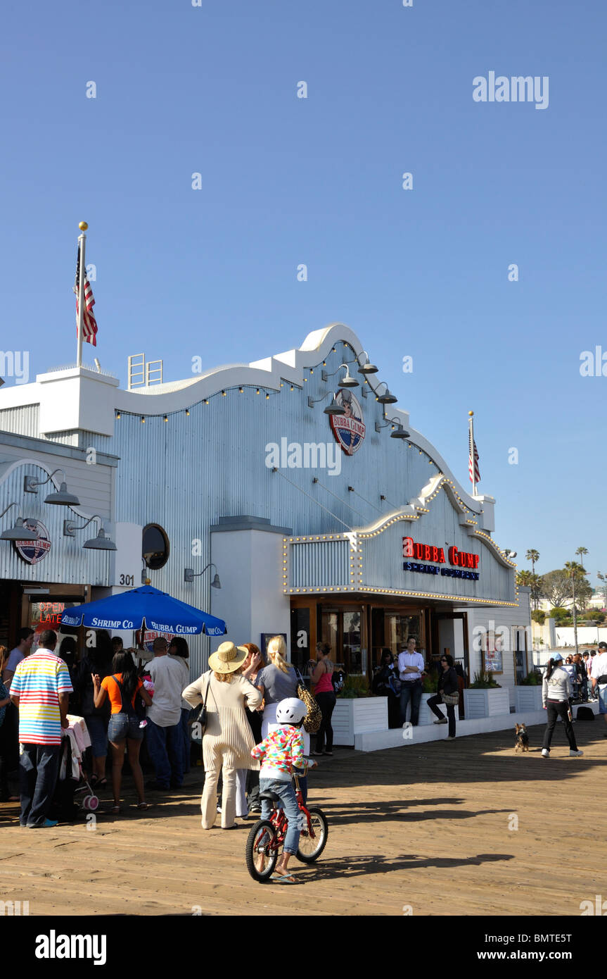 Bubba Gump restaurant, Santa Monica Pier, California, USA Stock Photo