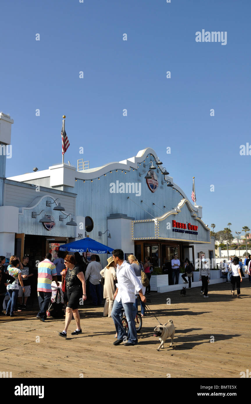 Bubba Gump restaurant, Santa Monica Pier, California, USA Stock Photo