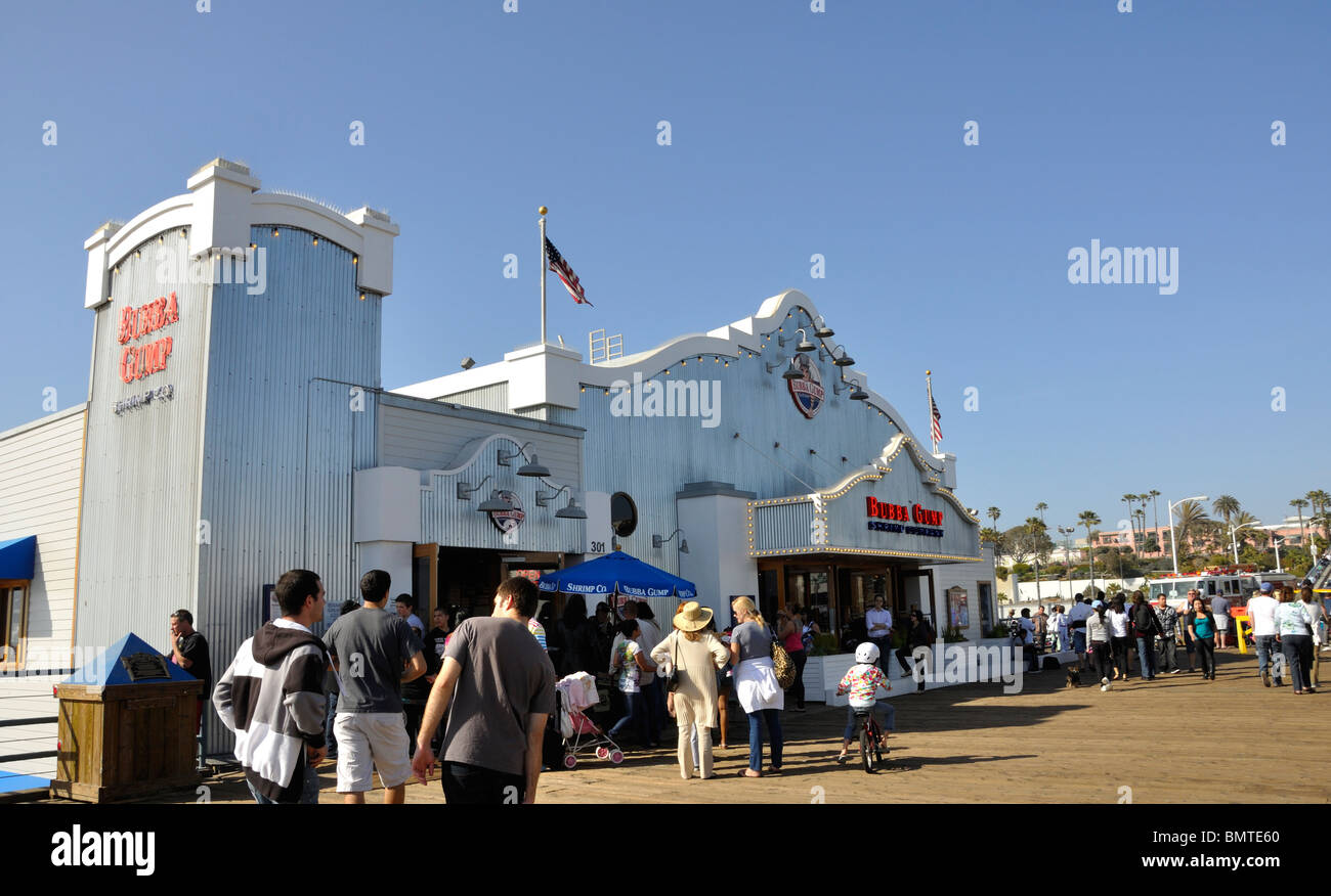 Bubba Gump restaurant, Santa Monica Pier, California, USA Stock Photo