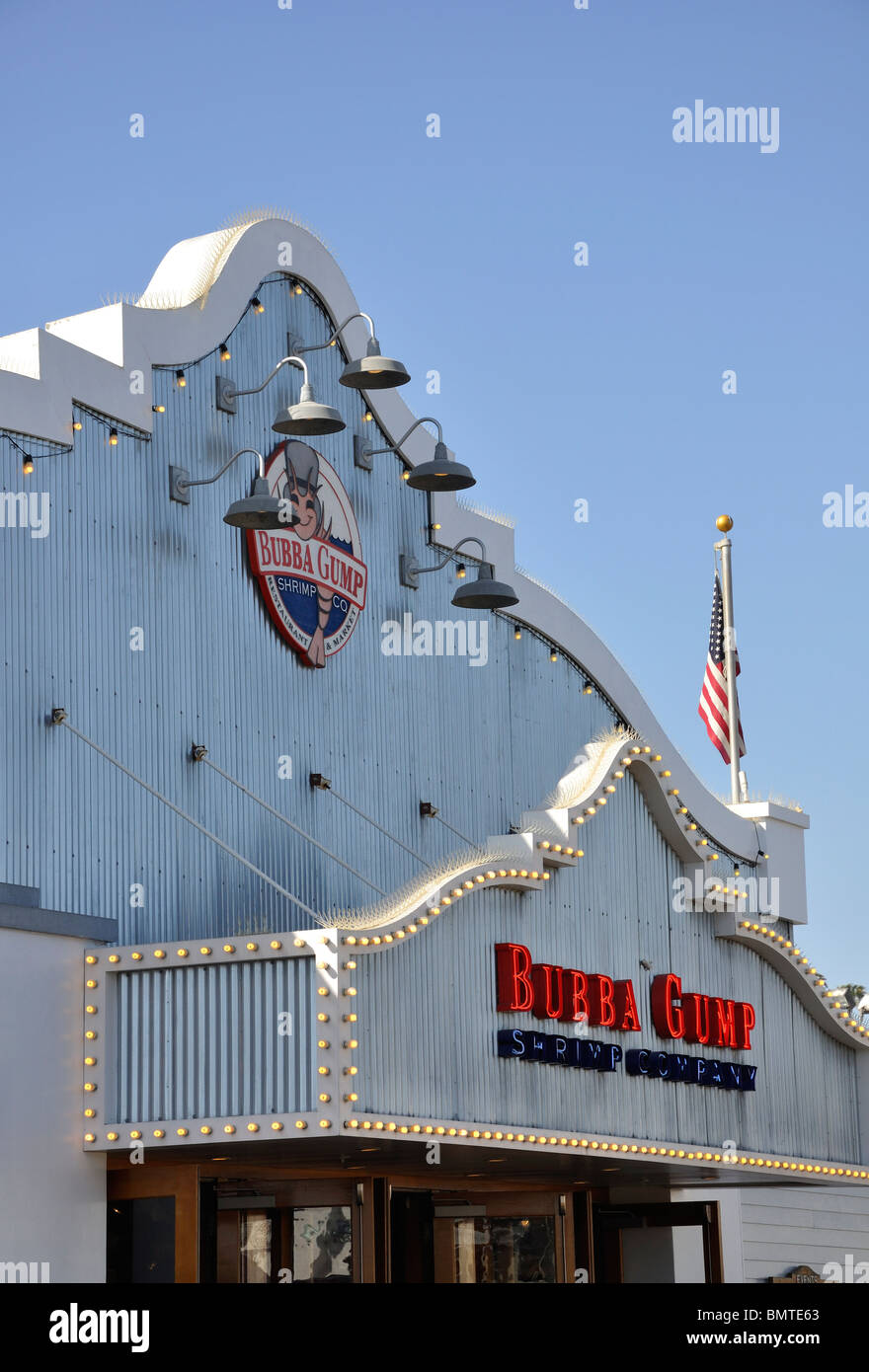 Bubba Gump restaurant, Santa Monica Pier, California, USA Stock Photo