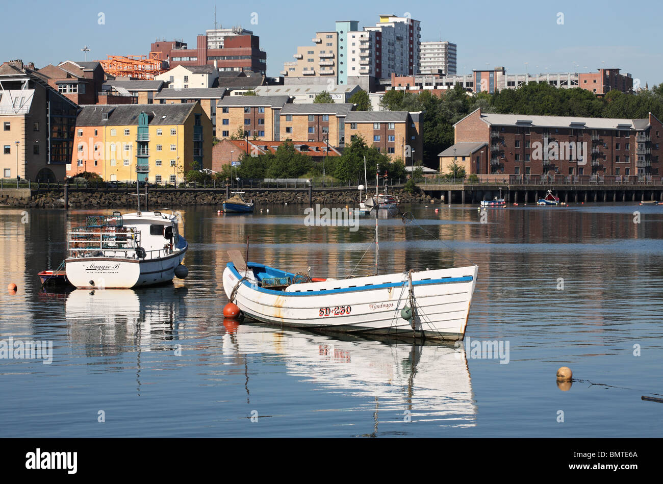 Fishing boats moored on the river Wear at the fish Quay in Hendon