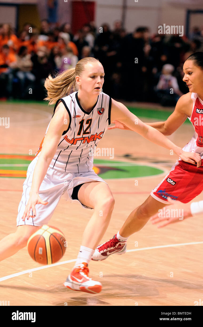 Agnieszka Bibrzycka #12 takes the ball. Stock Photo
