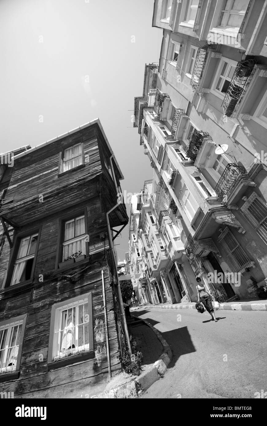 ISTANBUL, TURKEY. A steep street in Beyoglu district. 2009. Stock Photo