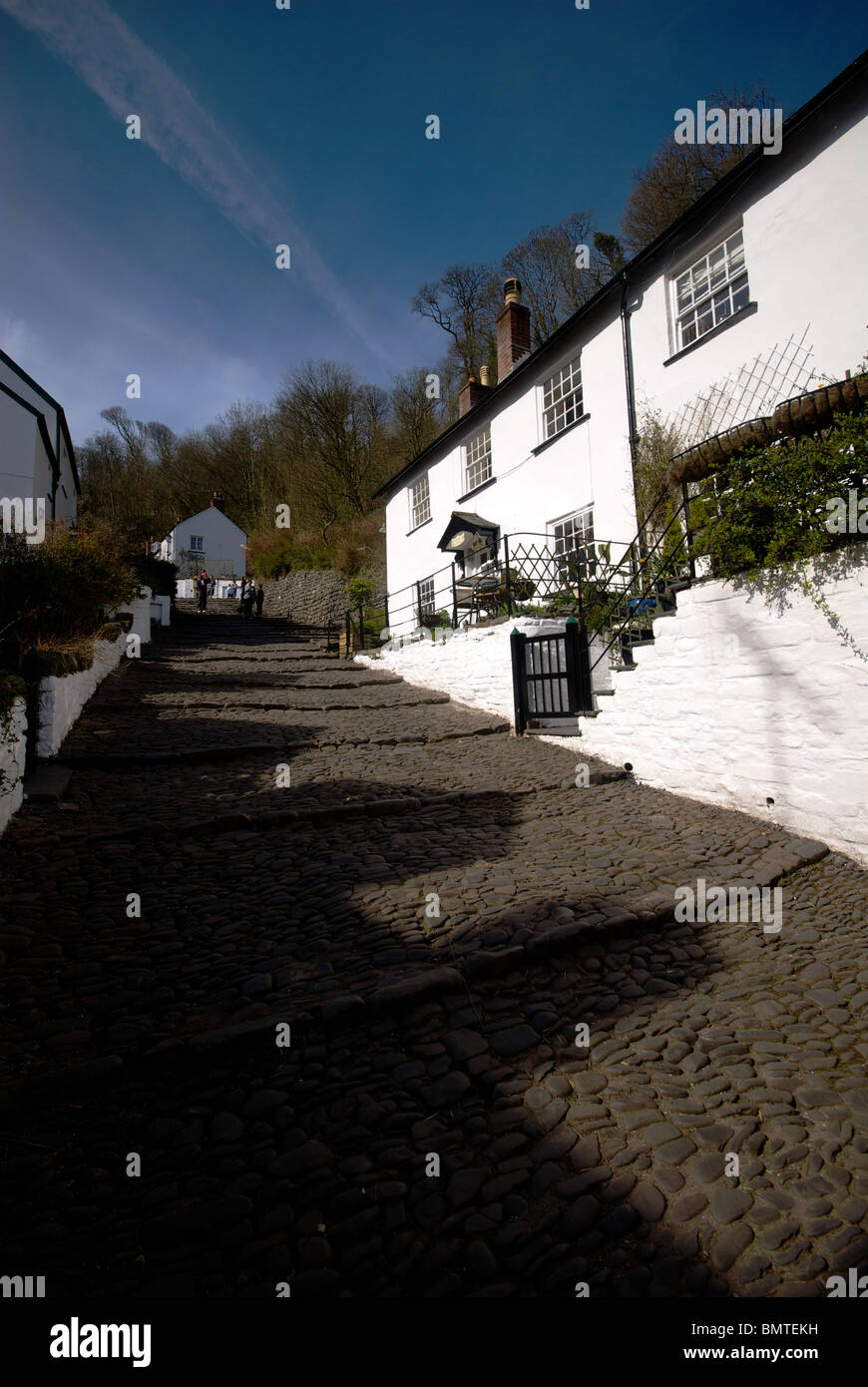 Clovelly Devon UK Cobbled Street Houses Stock Photo Alamy