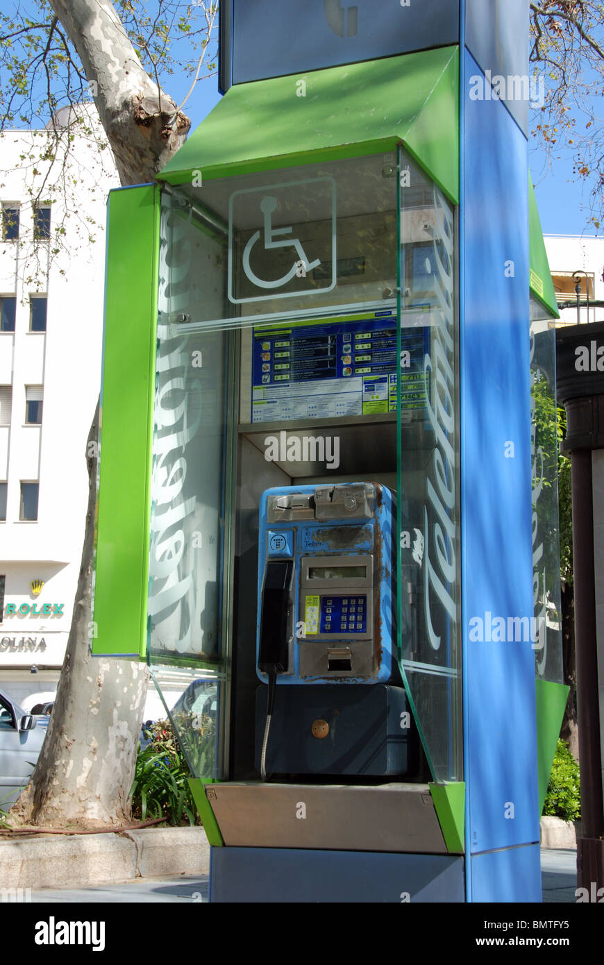 Public telephone kiosk, Marbella, Costa del Sol, Malaga Province,  Andalucia, Spain, Western Europe Stock Photo - Alamy