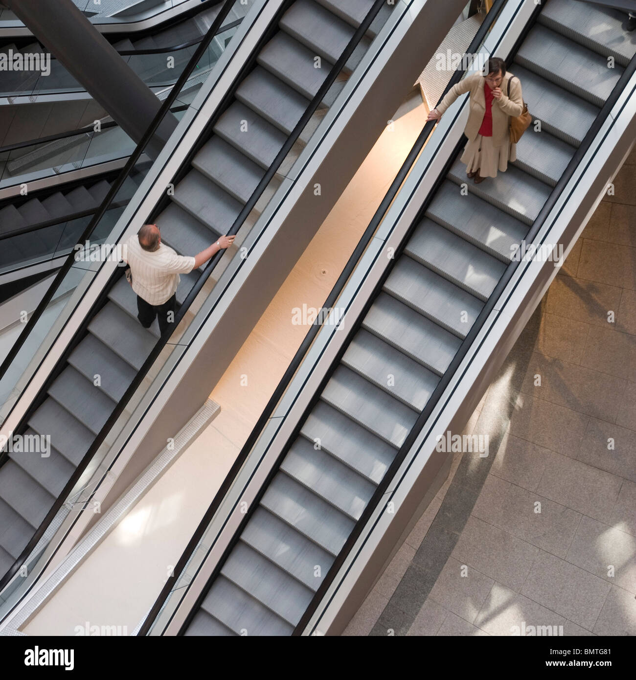 Escalator in the Victoria Centre, Belfast. Stock Photo