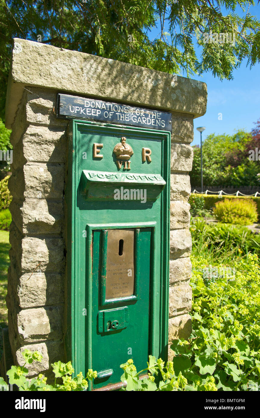 Green post box in Waddington,Lancashire,England,UK Stock Photo