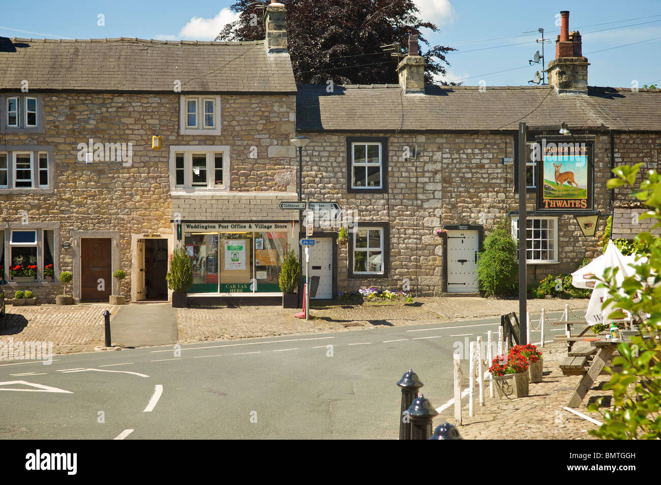 The centre of Waddington village,Lancashire,UK Stock Photo