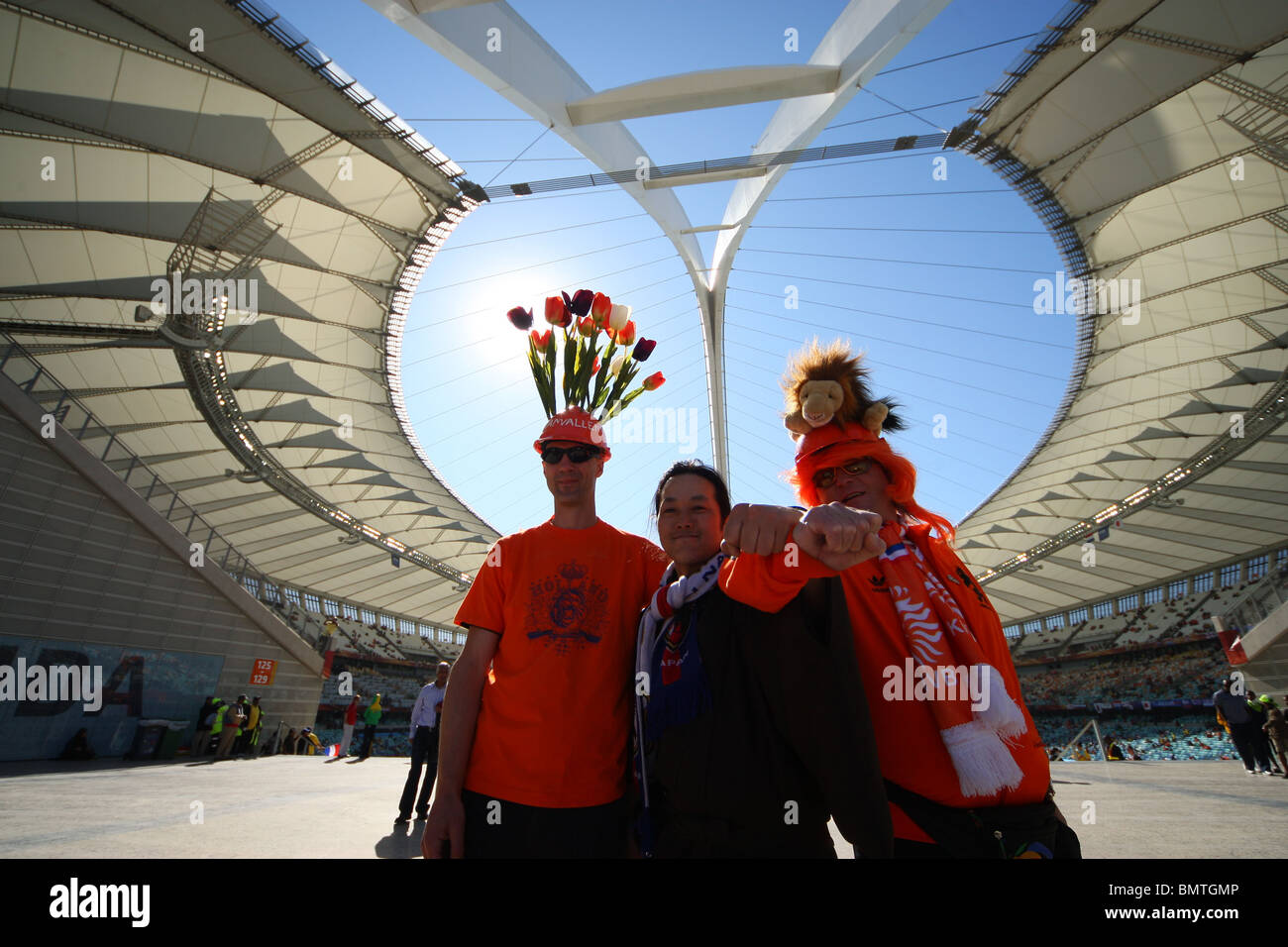 DUTCH AND JAPAN FANS NETHERLANDS V JAPAN DURBAN STADIUM DURBAN SOUTH