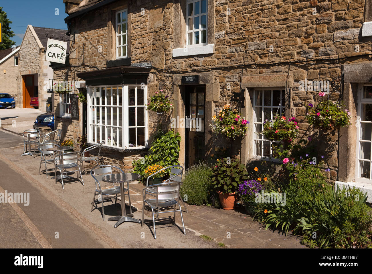UK, England, Derbyshire, Peak District, Hope village, tables on