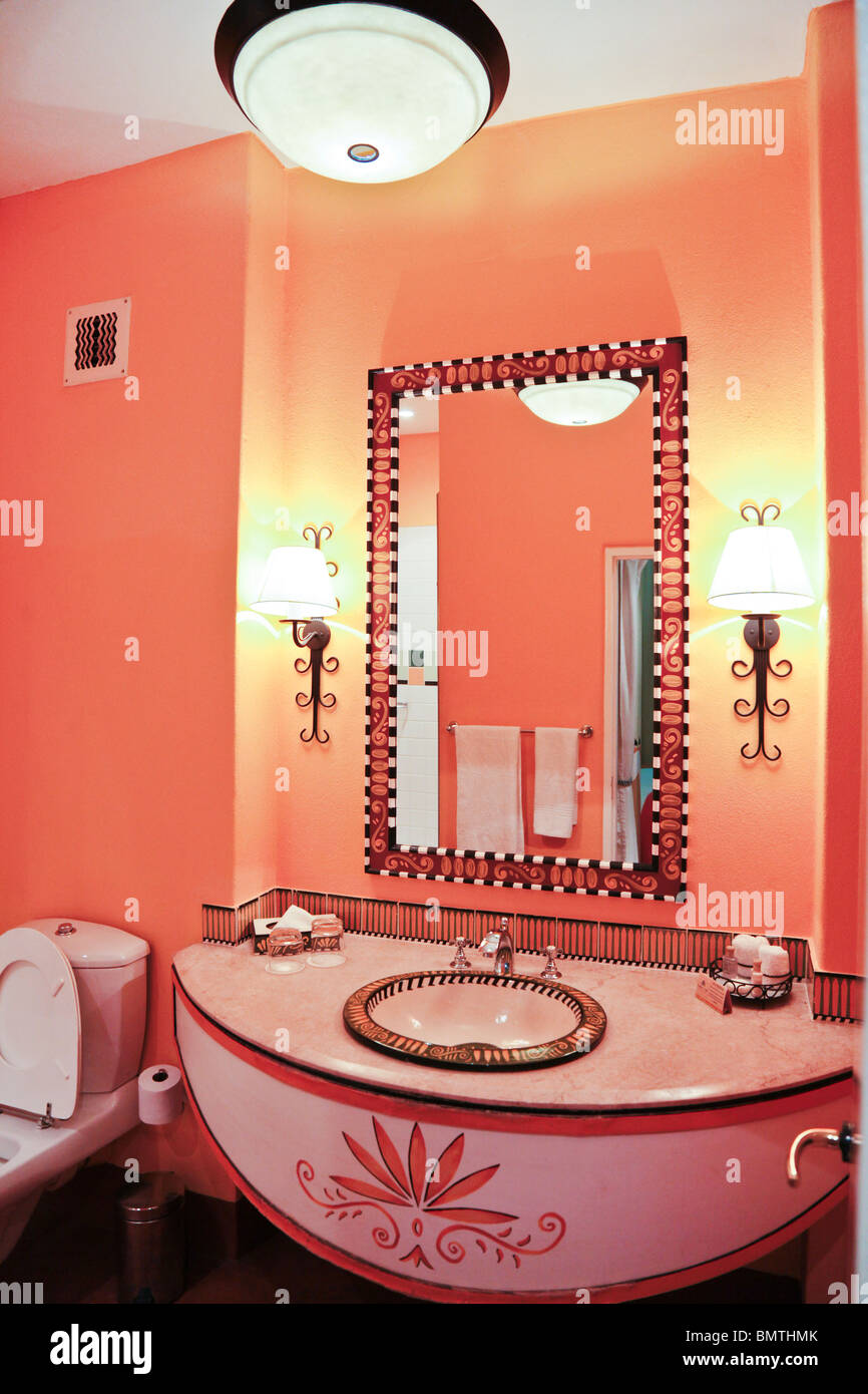 Vanity in the bathroom of the Sun Hotel at Victoria Falls. Stock Photo