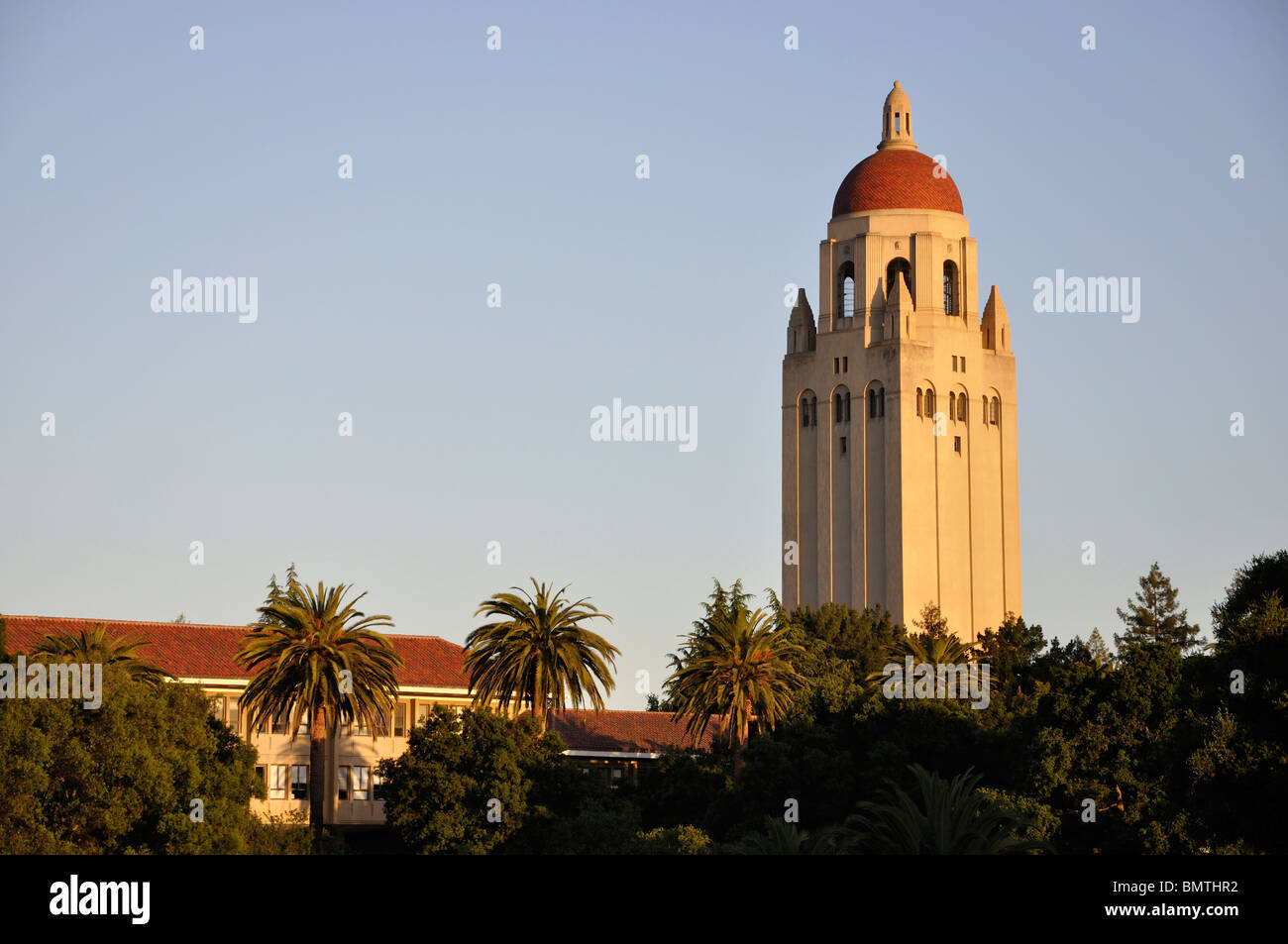 Hoover Tower at sunset, Stanford University, Palo Alto, California, USA Stock Photo