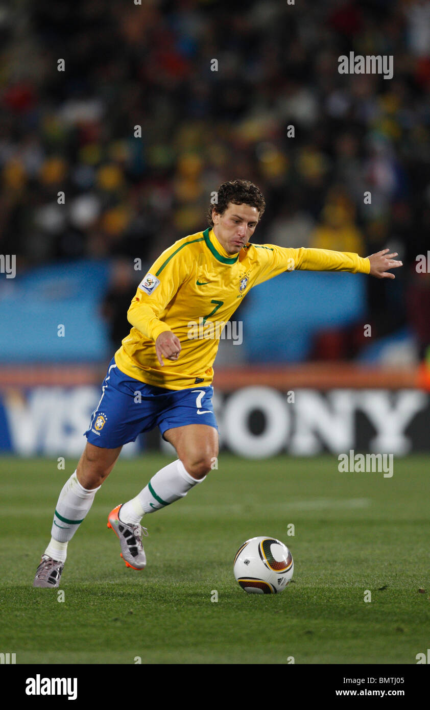 Elano of Brazil in action during a 2010 FIFA World Cup football match against North Korea June 15, 2010. Stock Photo