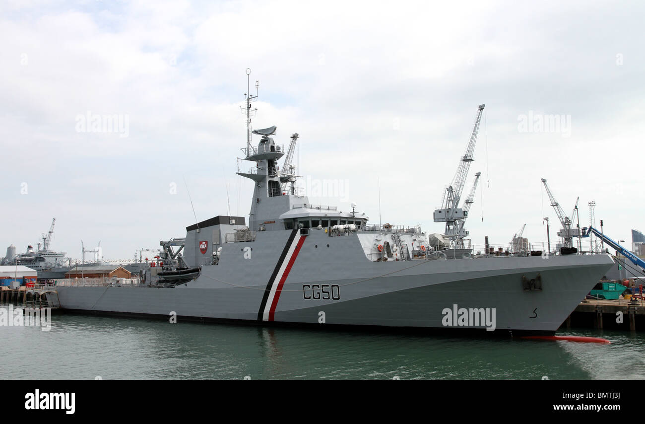 CG50 Port of Spain A 90 Metre Offshore Patrol Vessel (OPV) for Trinidad and Tobago Coastguard. Pictured in Portsmouth harbour. Stock Photo