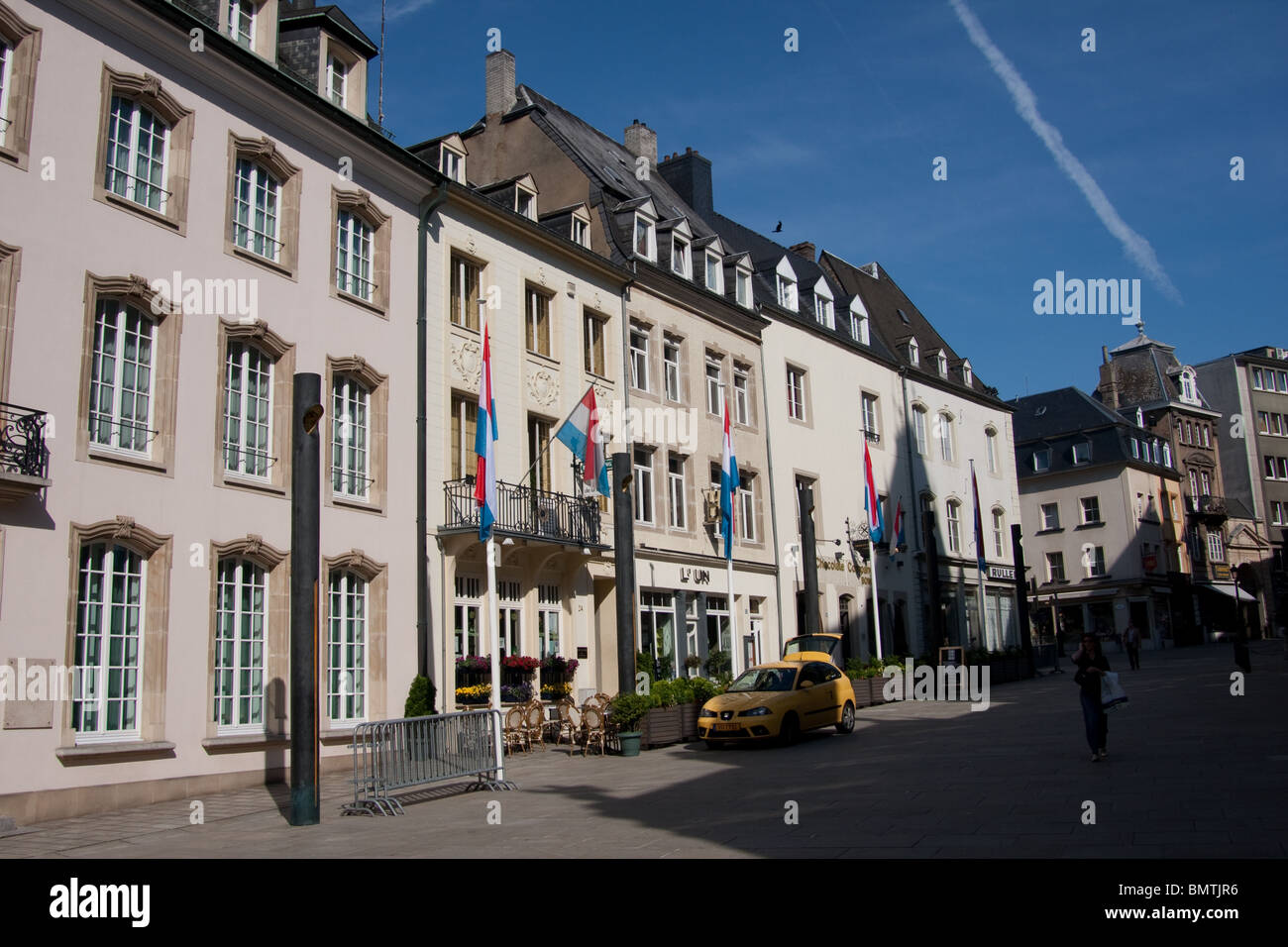 narrow street old city houses window wall centre Stock Photo