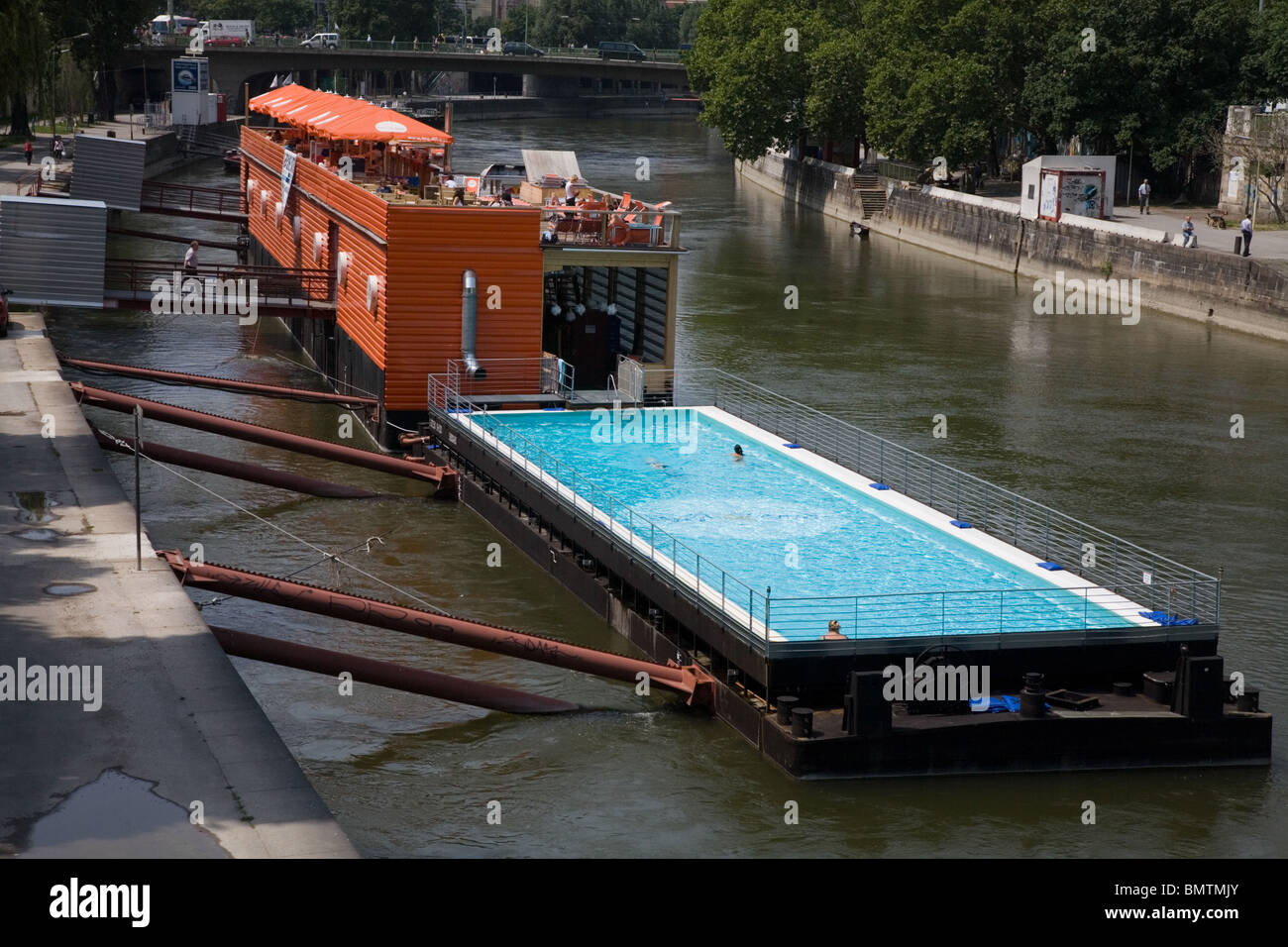 A floating swimming pool in the river Danube Vienna, Austria Stock Photo -  Alamy