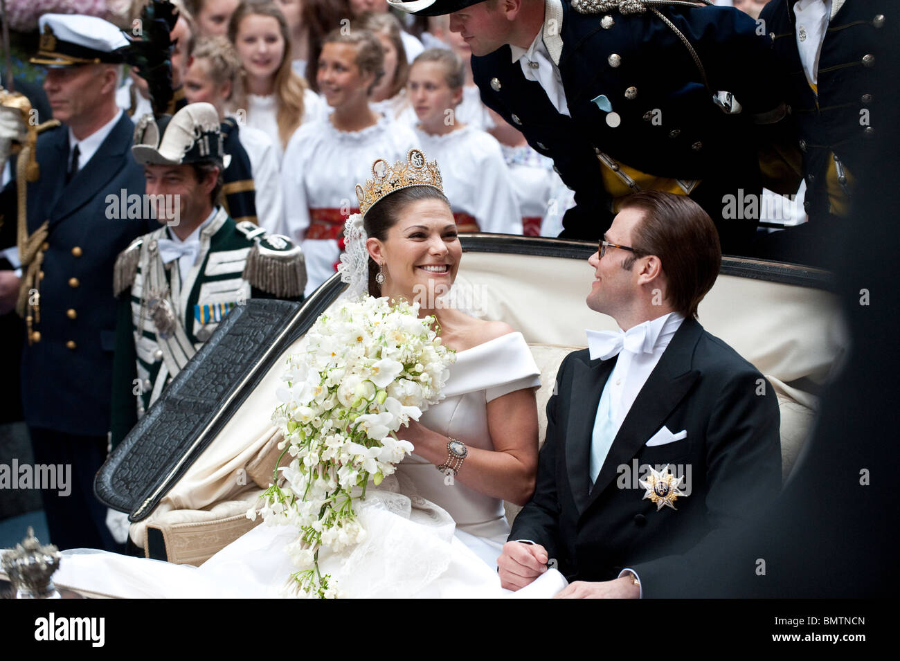 Crown princess Victoria of Sweden marries her former personal trainer Daniel Westling in Stockholm Saturday June 19th Stock Photo