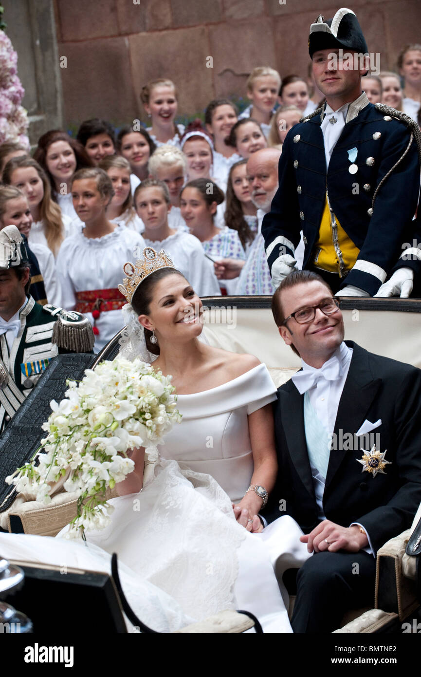 Crownprincess Victoria of Sweden marries her former personal trainer Daniel Westling in Stockholm Saturday June 19th Stock Photo