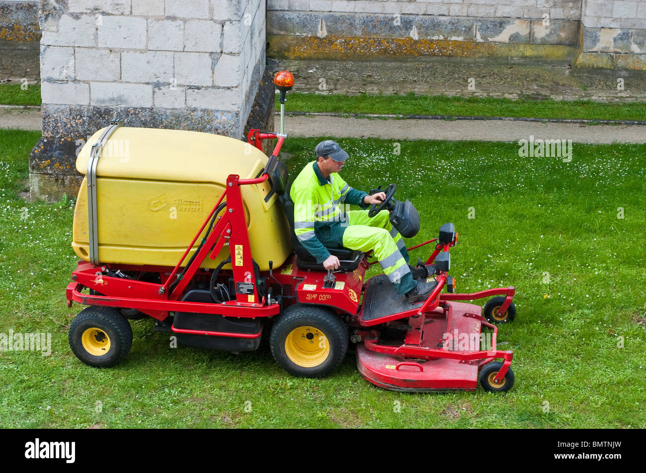 Industrial / council grass mower, France. Stock Photo