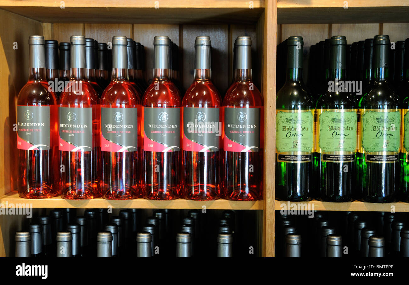 English wine industry bottles on sale at Biddenden Vineyards Kent England Stock Photo