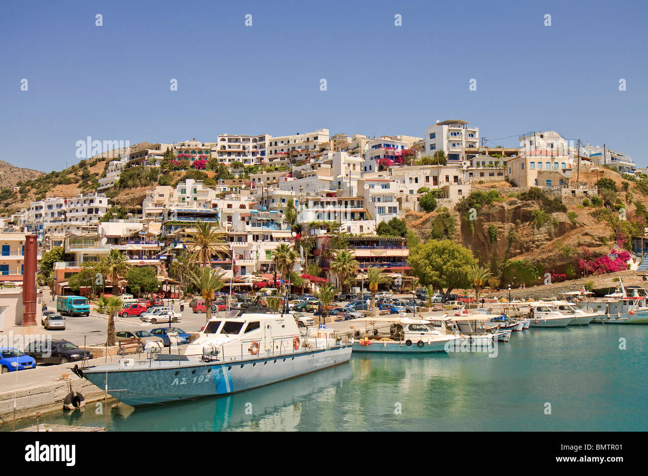 Crete Agia Galini Harbour and village Stock Photo
