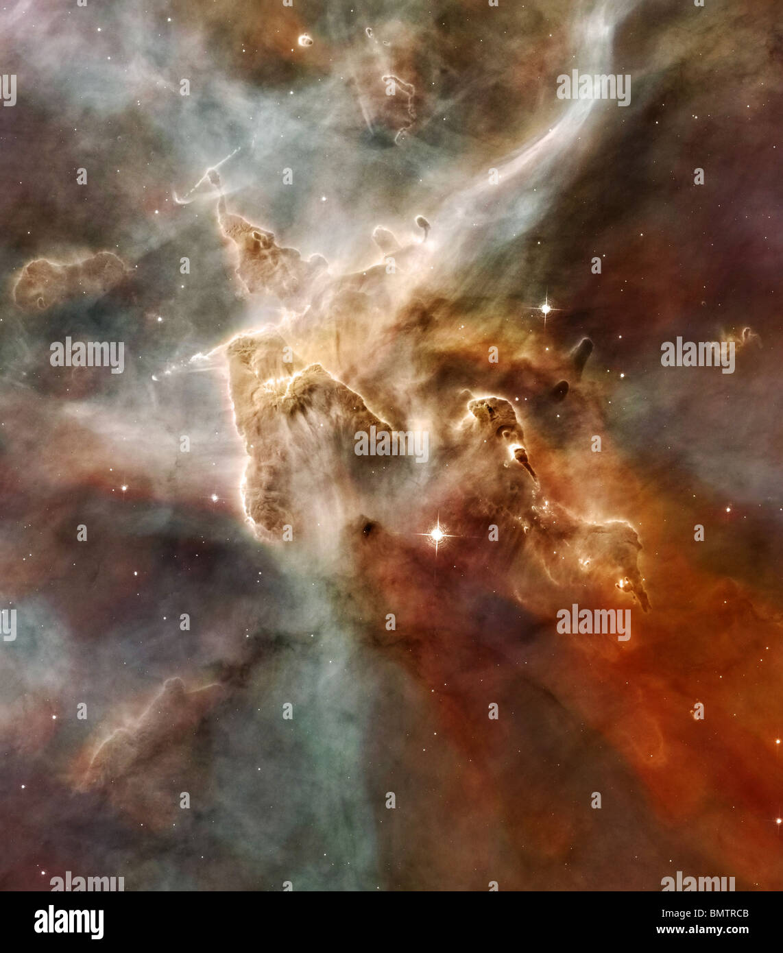 Enhanced version of the Carina Nebula photographd by the Hubble Space Telescope. Please credit Nasa Stock Photo