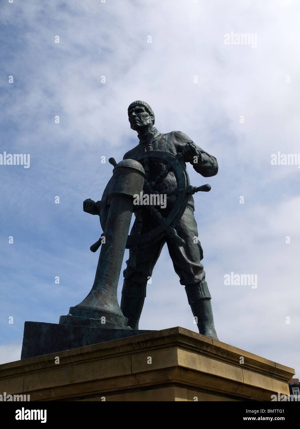 Bronze statue of a seaman Merchant Navy Memorial Custom House South