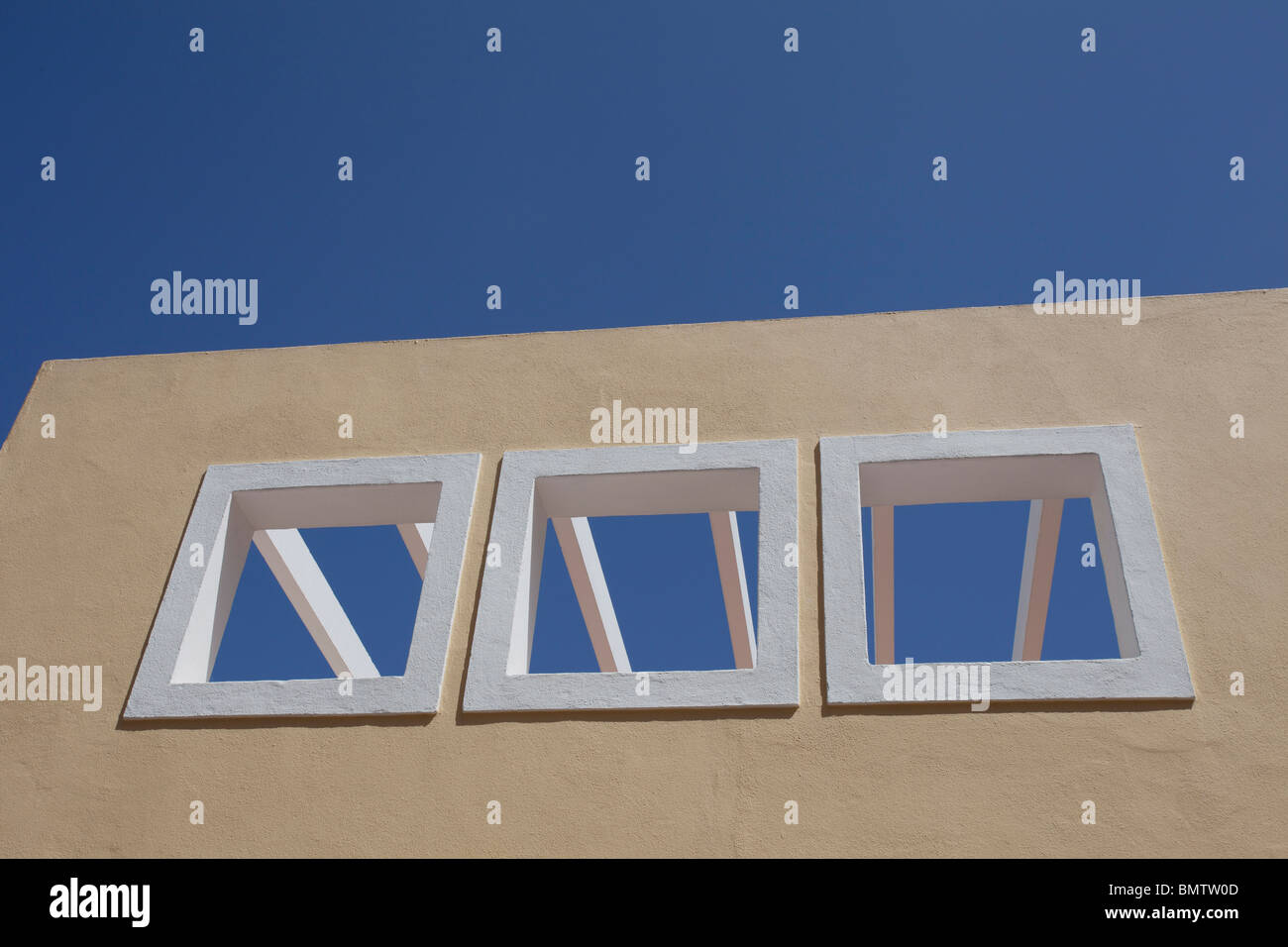 square windows with blue sky background Stock Photo