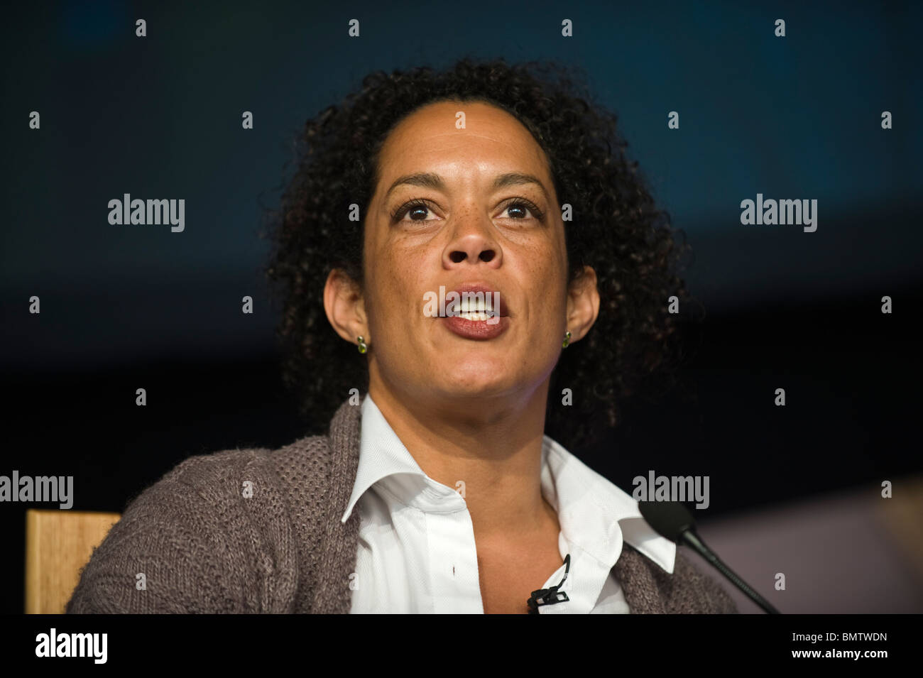 Aminatta Forna author pictured speaking at Hay Festival 2010 Hay on Wye Powys Wales UK Stock Photo