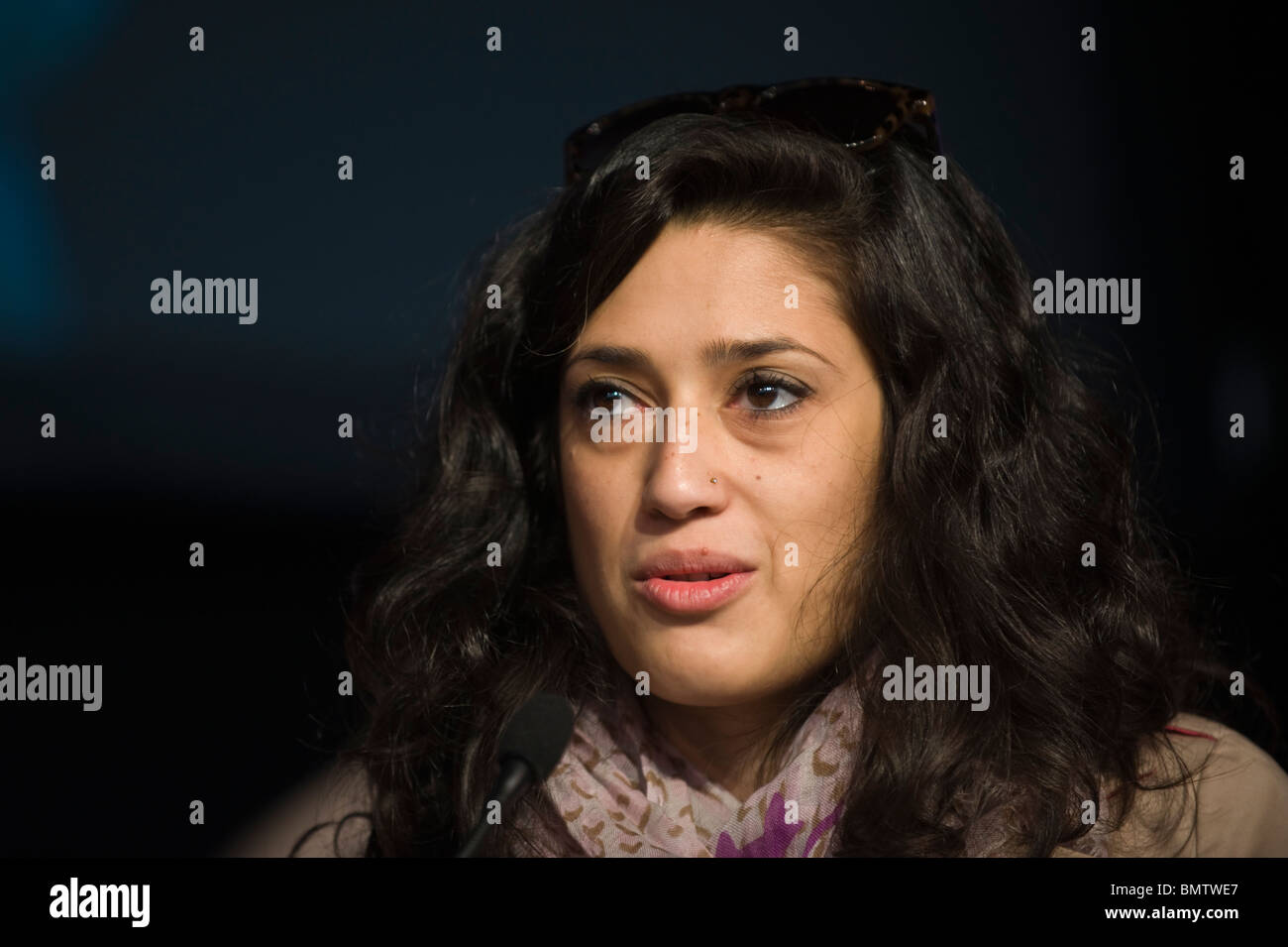 Fatima Bhutto Pakistani poet and writer pictured speaking at Hay Festival 2010 Hay on Wye Powys Wales UK Stock Photo