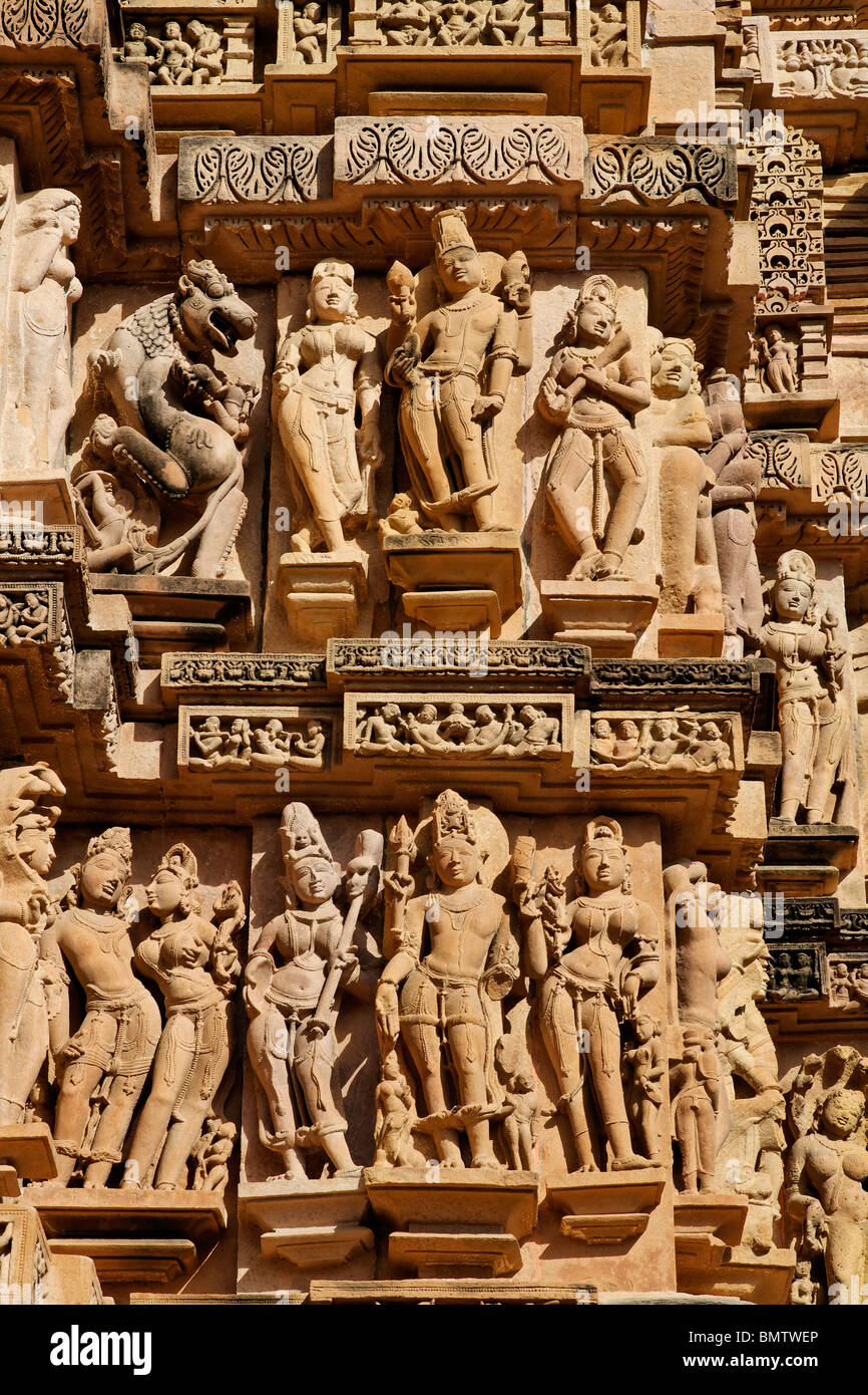 Intricate sculptures on the Lakshmana temple, Khajuraho, Madhya Pradesh
