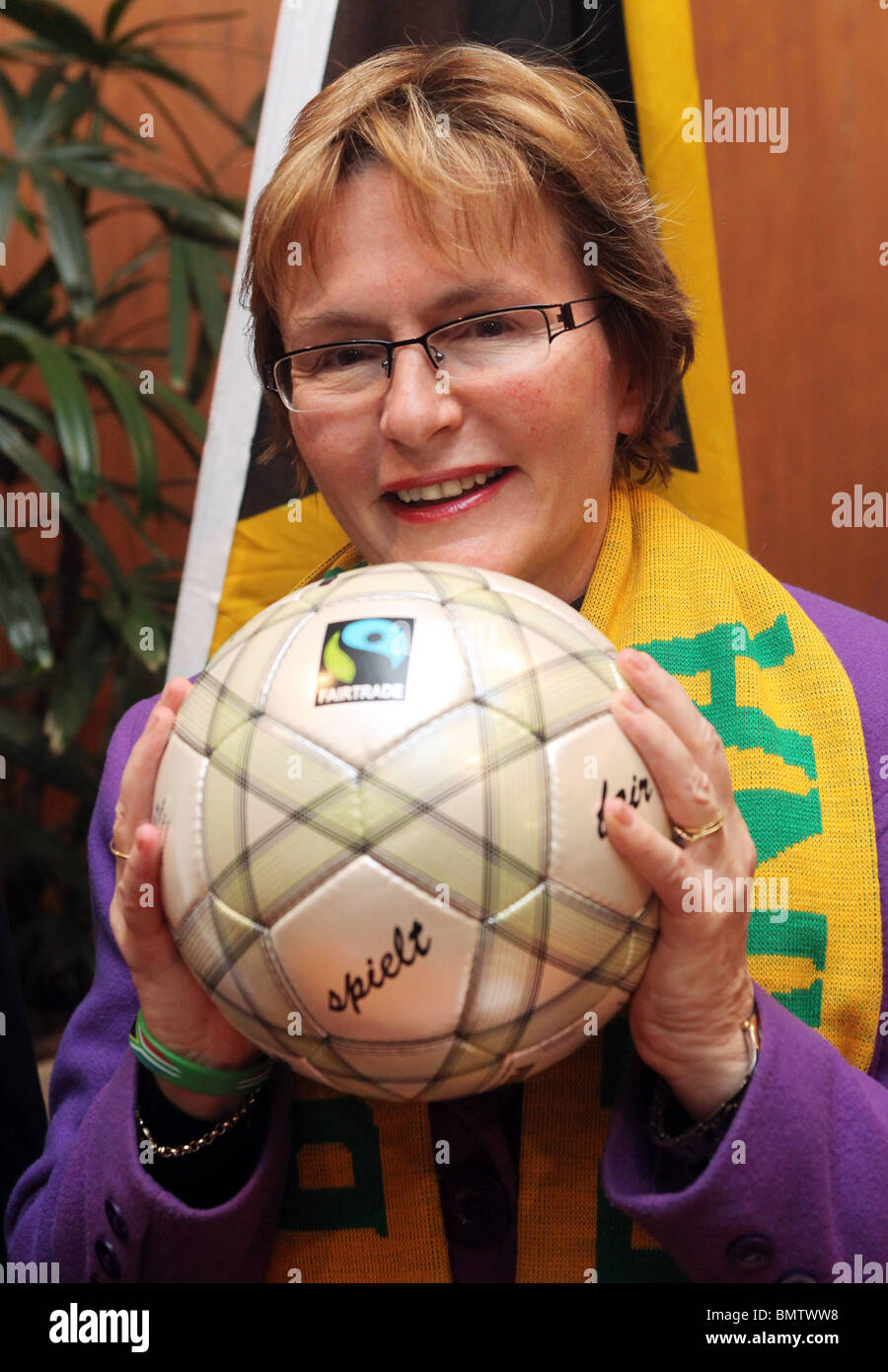 Western Cape Premier HELEN ZILLE holding soccer ball Stock Photo