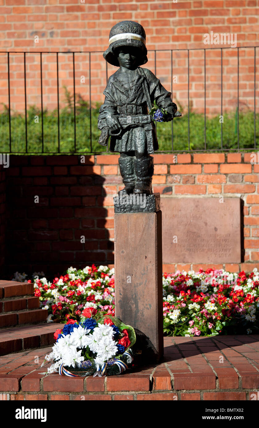 Statue at the Monument to the Little Insurgent in Old Town Warsaw in