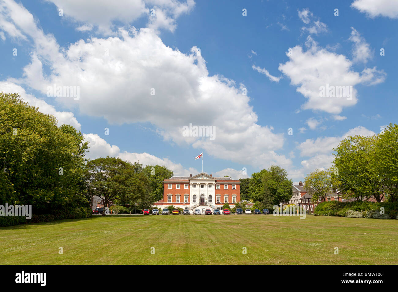 Warrington Town Hall and lawns. The former home of industrialist Joseph Crosfield. Stock Photo
