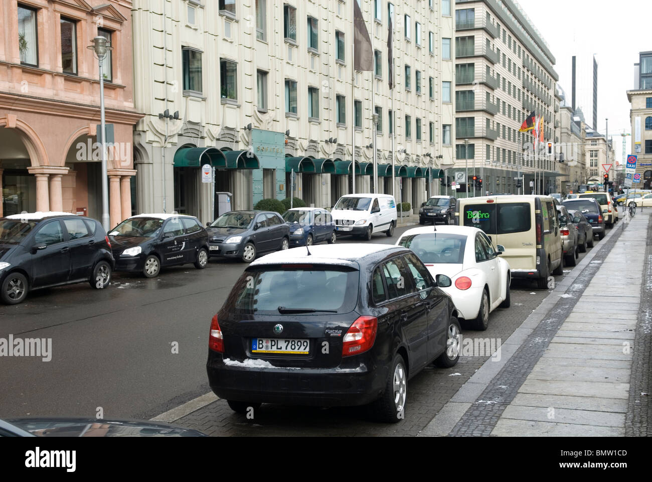 Cars parked street Gendarmenmarkt Berlin Germany Europe Stock Photo