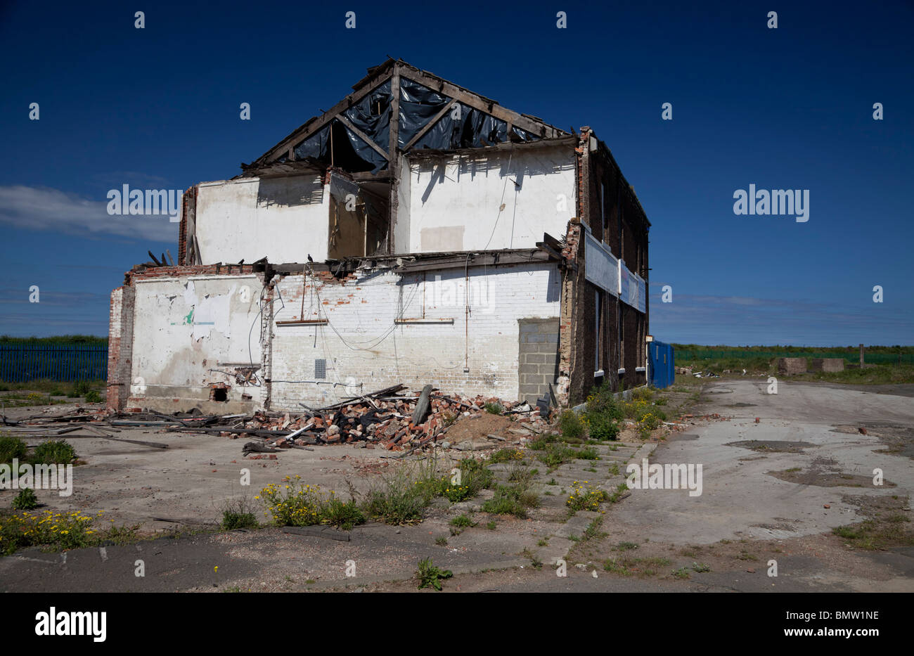 Part demolished building in Redcar, North Yorkshire. Stock Photo