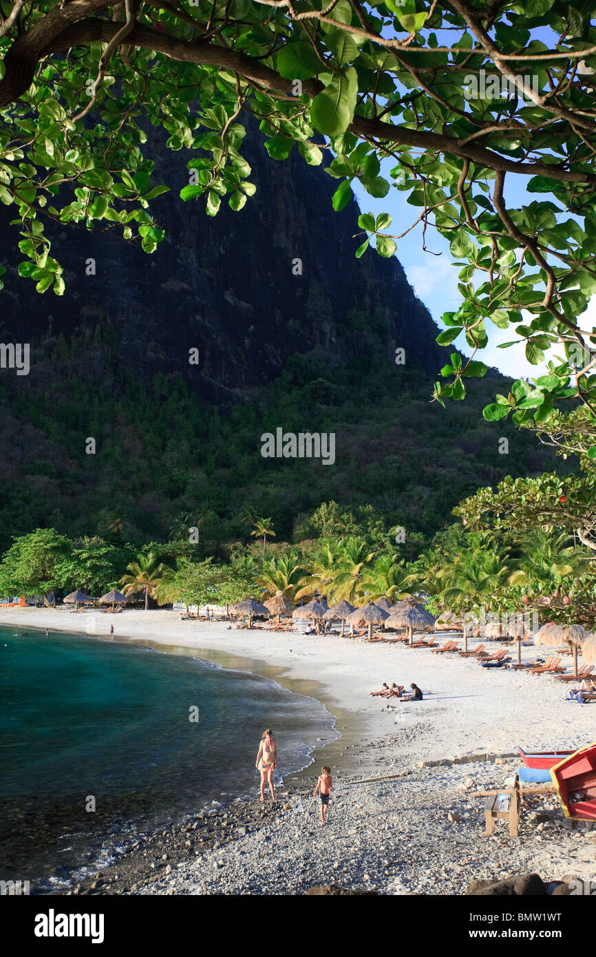 Caribbean, St Lucia, Anse des Pitons Beach (Anse Jalousie Stock Photo